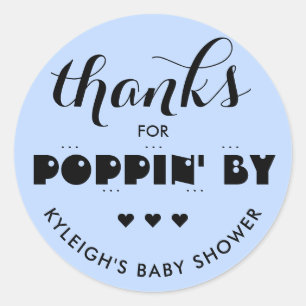Bedankt voor papaver' door Baby shower Popcorn Blu Ronde Sticker