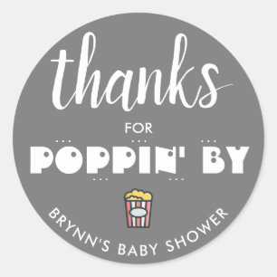 Bedankt voor papaver' door Baby shower Popcorn Kla Ronde Sticker