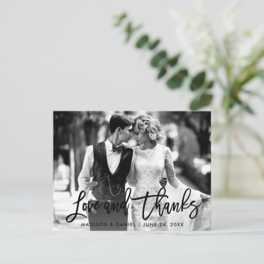 Bedankt voor penseel-Script Love Black en White Ph Briefkaart (Staand voorkant)