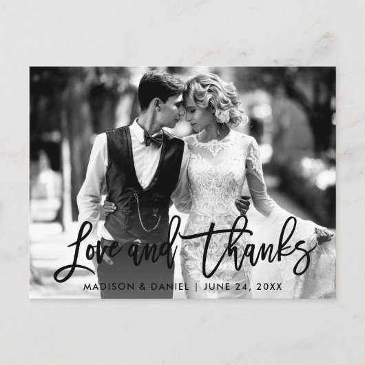 Bedankt voor penseel-Script Love Black en White Ph Briefkaart (Voorkant)