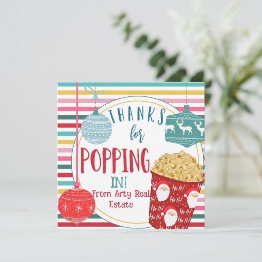 bedankt voor popcorn cadeau in een open huis (Staand voorkant)