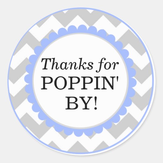 Bedankt voor Poppin By, Chevron Print Baby shower Ronde Sticker (Voorkant)