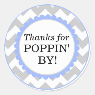 Bedankt voor Poppin By, Chevron Print Baby shower Ronde Sticker