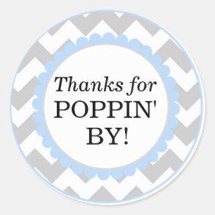 Bedankt voor Poppin By, Chevron Print Baby shower Ronde Sticker