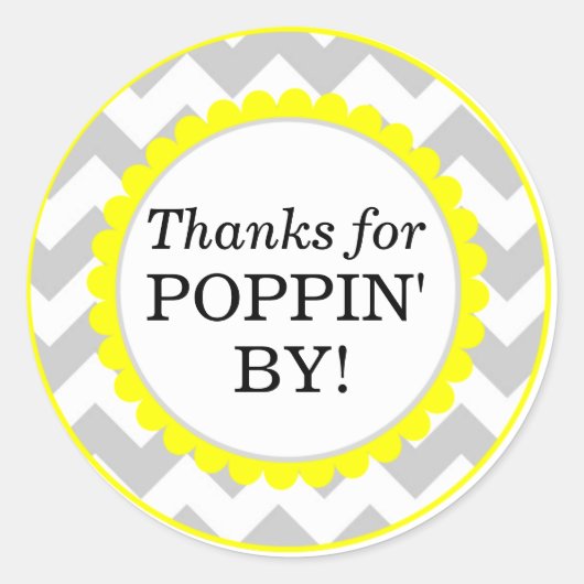Bedankt voor Poppin By, Chevron Print Baby shower Ronde Sticker (Voorkant)