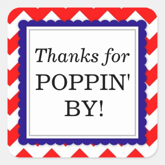 Bedankt voor Poppin' By Square sticker - Chevron (Voorkant)