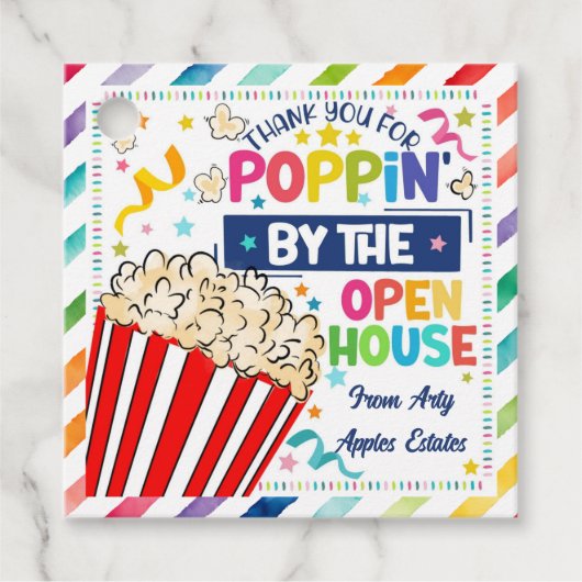 Bedankt voor Poppin by the Open House Real Estate Bedankjes Labels (Voorkant)