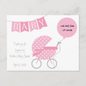 Bedankt voor "popping by" Baby shower EOS-voorkeur Informatiekaartje (Voorkant)