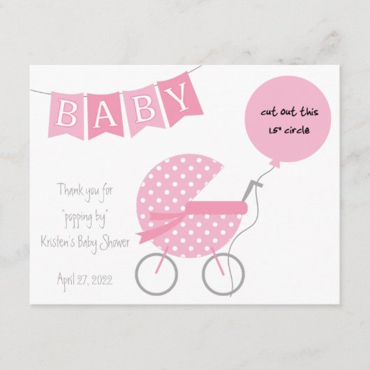 Bedankt voor "popping by" Baby shower EOS-voorkeur Informatiekaartje (Voorkant)