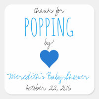Bedankt voor Popping By! Baby shower gunst Sticker