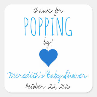 Bedankt voor Popping By! Baby shower gunst Sticker