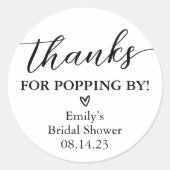 Bedankt voor Popping By Baby shower Popcorn Ronde Sticker (Voorkant)