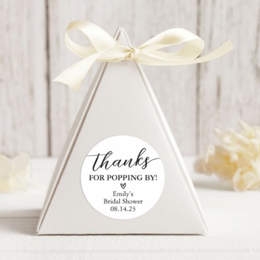Bedankt voor Popping By Baby shower Popcorn Ronde Sticker