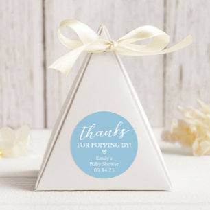 Bedankt voor Popping By Baby shower Popcorn Ronde Sticker
