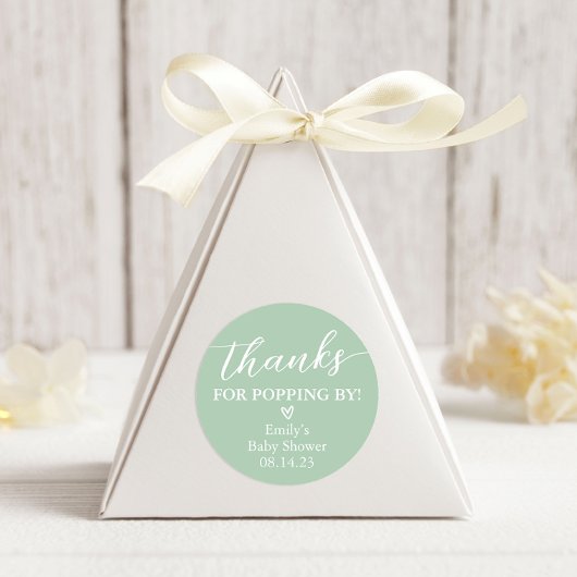 Bedankt voor Popping By Baby shower Popcorn Ronde Sticker
