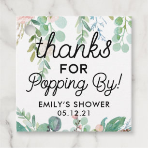 Bedankt voor Popping By Greenery Douche Favor Tags Bedankjes Labels