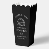 Bedankt voor Popping By Housewarming Party Popcorn Bedankdoosjes (Achterkant)