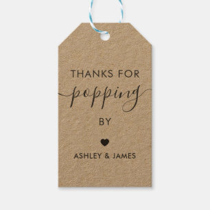 Bedankt voor Popping By Labels, Bruiloft Label, Kr Cadeaulabel