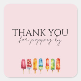 Bedankt voor Popping By Waterverf Popsicle Vierkante Sticker