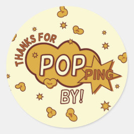 "bedankt voor popping door" baby shower feestgesch ronde sticker