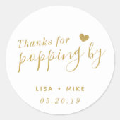 Bedankt voor Popping door gepersonaliseerde bruilo Ronde Sticker (Voorkant)