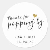 Bedankt voor Popping door gepersonaliseerde bruilo Ronde Sticker (Voorkant)