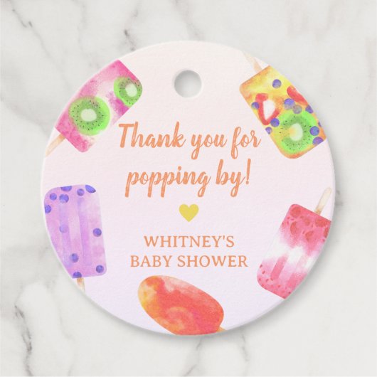 Bedankt voor Popping Popsicle Baby shower Bedankjes Labels (Voorkant)