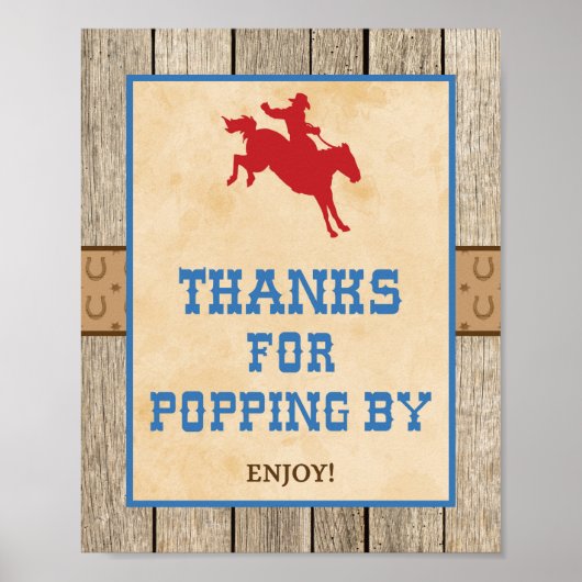 Bedankt voor populaties op cowboy Party Sign Poster (Voorkant)
