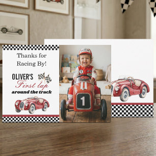 Bedankt voor Racen Door Race Auto 1e Fotokaart Kaart