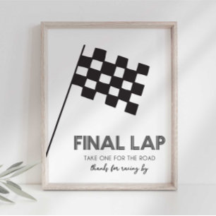 Bedankt voor racen door race auto feest bord foto afdruk