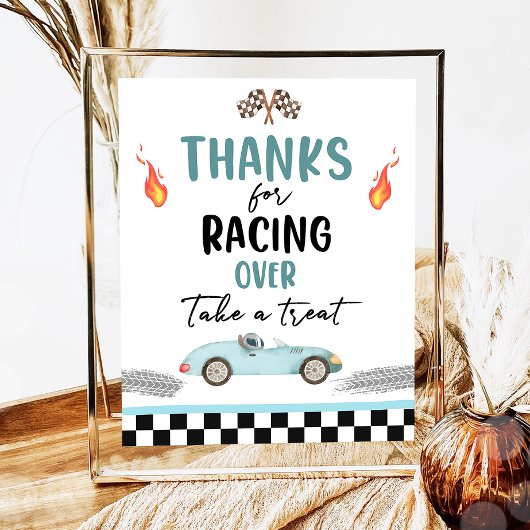 Bedankt voor Racing Over Race Car Two Fast Birthda Poster