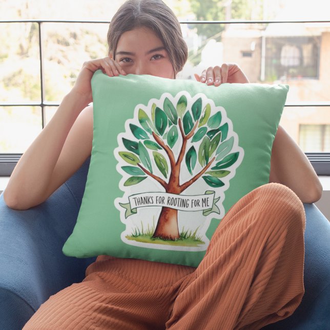 Bedankt voor Rooting for Me Sierkussen (Show your gratitude with this, "Thanks for rooting for me" watercolor tree throw pillow! )