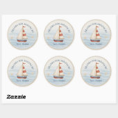 Bedankt voor Sailing By | nautische blauwe zeilboo Ronde Sticker (Vel)