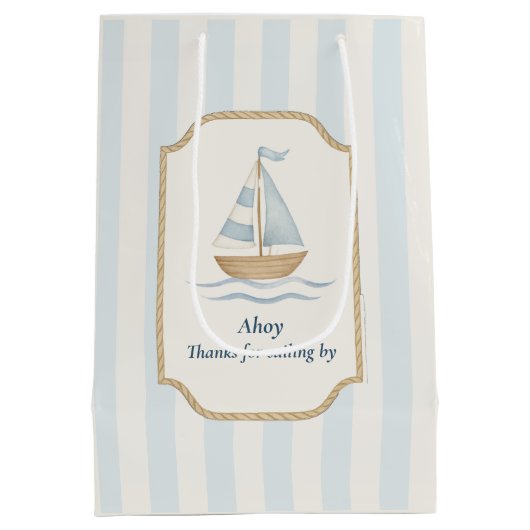 Bedankt voor Sailing By | pastelblauwe zeilboot Medium Cadeauzakje (Achterkant)