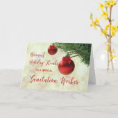 Bedankt voor Sanitaire Werknemer Kerstboom Ornamen Kaart (Gele Bloem)