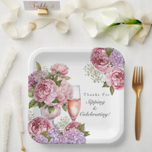 Bedankt voor Sipping & Celebrating floral Papieren Bordje