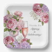 Bedankt voor Sipping & Celebrating floral Papieren Bordje (Voorkant)