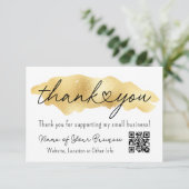 Bedankt voor Small Business Gold Heart Script Informatiekaartje (Staand voorkant)