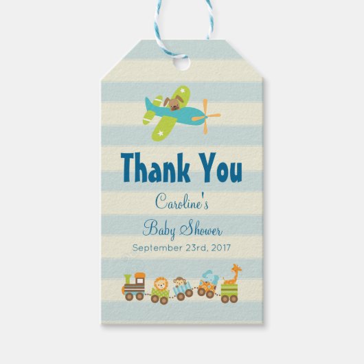 Bedankt voor Speelgoed en Baby showers van dieren Cadeaulabel (Voorkant)