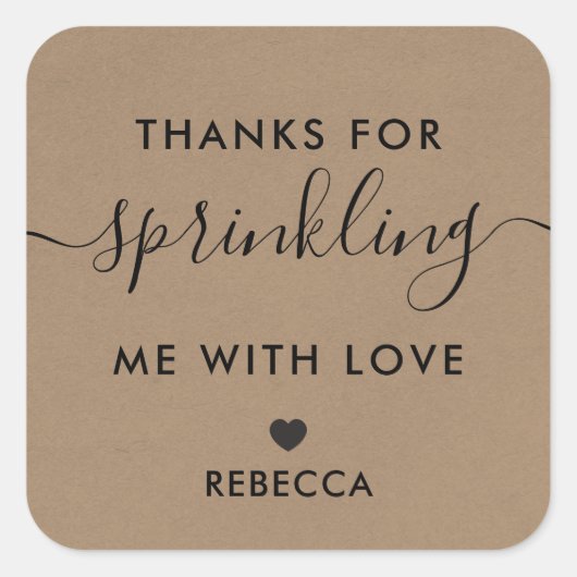 Bedankt voor Sprinkling Me Met Liefde Gift Label,  Vierkante Sticker (Voorkant)
