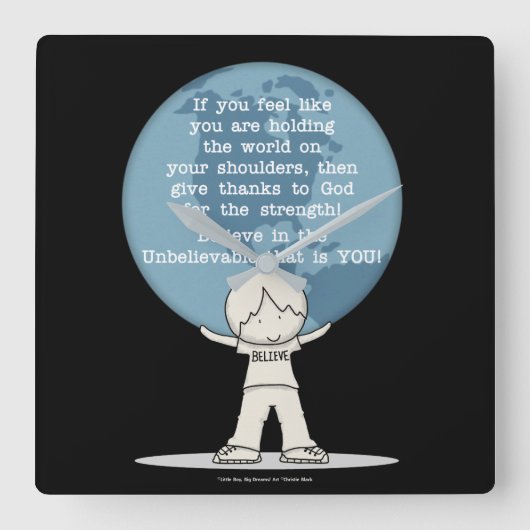 Bedankt voor Sterkte Vierkante Klok (Voorkant)