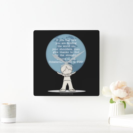 Bedankt voor Sterkte Vierkante Klok (Huis)