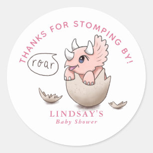 Bedankt voor Stomping Door Dinosaurus Meisje Baby  Ronde Sticker