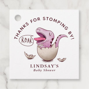 Bedankt voor Stomping Door Roze Dinosaur Baby show Bedankjes Labels