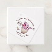 Bedankt voor Stomping Door Roze Dinosaur Baby show Bedankjes Labels (In situ)