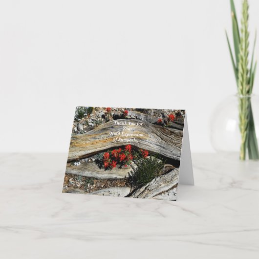 Bedankt voor Sympathie Rode bloemen en oud hout (Voorkant)