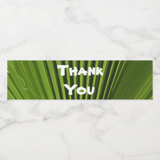 Bedankt voor Tropische Groene Palm Leaf Appreciati Waterfles Etiket (Enkel label)