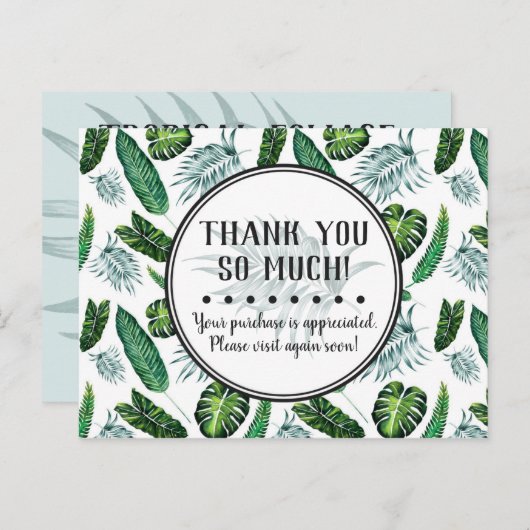 Bedankt voor Tropische olievlekken en Greenery Briefkaart (Voorkant / Achterkant)