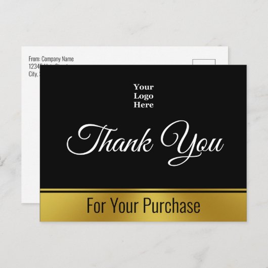 Bedankt voor uw aankoop 2-zijdige zakelijke Logo Briefkaart (Voorkant / Achterkant)