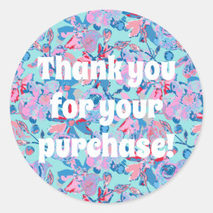 Bedankt voor uw aankoop Abstracte bloemen Ronde Sticker